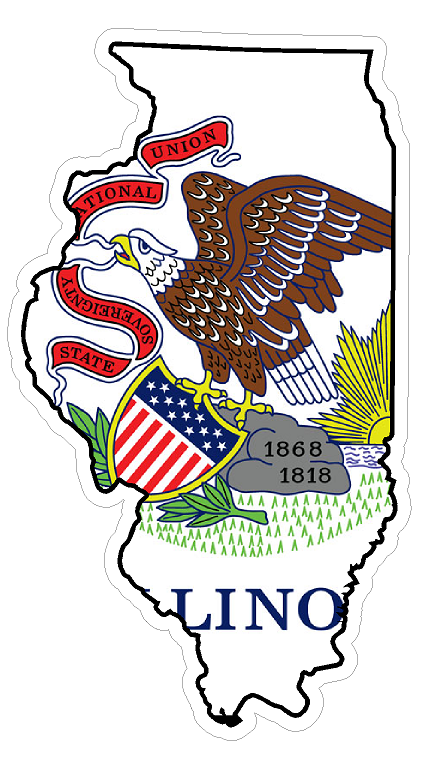 Illinois State (Q14) Shape Flag Vinyl Decal Sticker Car/Truck Laptop/Netbook Window