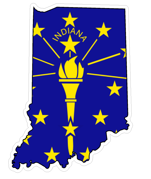 Indiana State (Q15) Shape Flag Vinyl Decal Sticker Car/Truck Laptop/Netbook Window