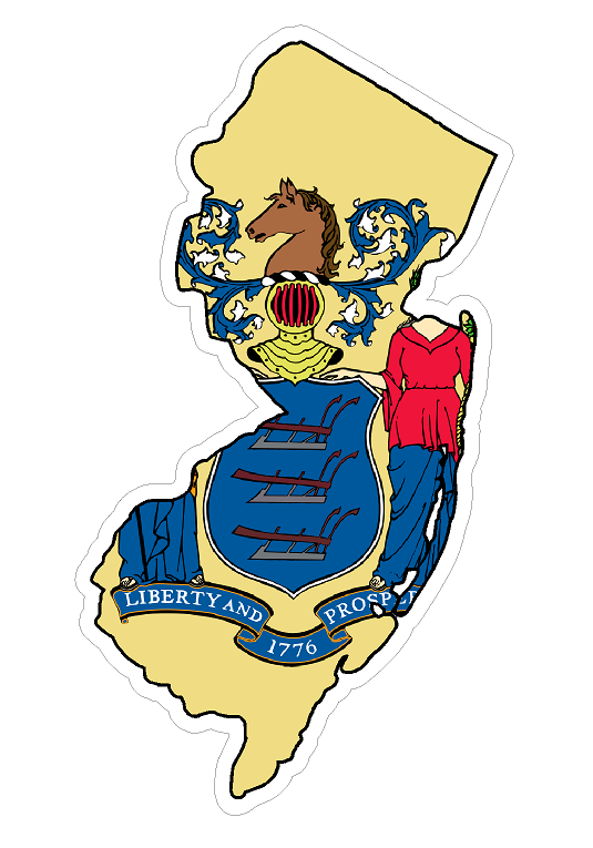 New Jersey State (Q31) Shape Flag Vinyl Decal Sticker Car/Truck Laptop/Netbook Window