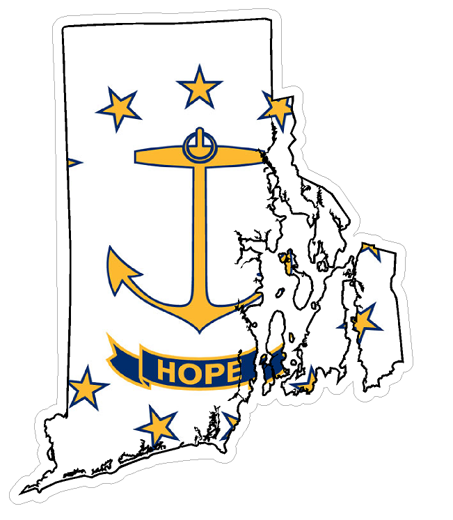Rhode Island State (Q40) Shape Flag Vinyl Decal Sticker Car/Truck Laptop/Netbook Window