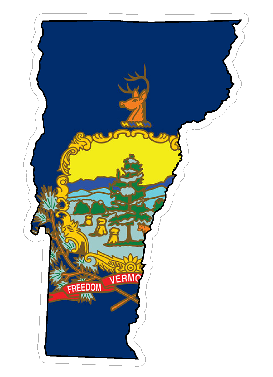 Vermont State (Q45) Shape Flag Vinyl Decal Sticker Car/Truck Laptop/Netbook Window