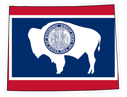Wyoming State (Q50) Shape Flag Vinyl Decal Sticker Car/Truck Laptop/Netbook Window