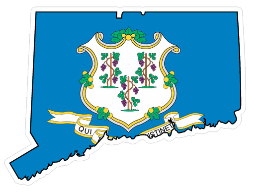 Connecticut State (Q9) Shape Flag Vinyl Decal Sticker Car/Truck Laptop/Netbook Window