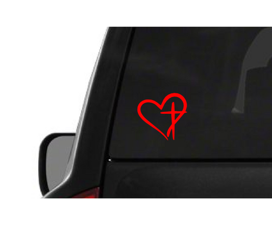 Heart Cross Red (R9) Vinyl Decal Sticker Car/Truck Laptop/Netbook Window