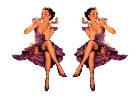 Set of 2 Pin Up Girl (G8) 6 Inch Airplane Sticker Car Window Decal