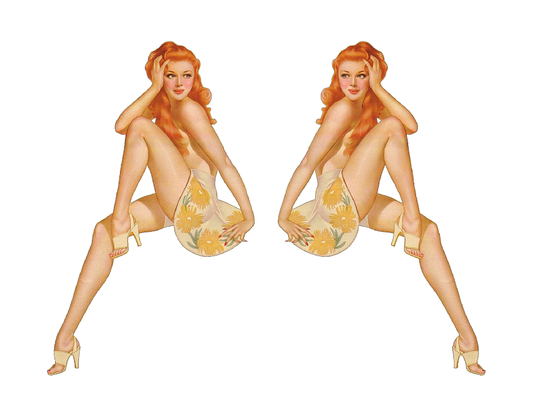 Set of 2 Pin Up Girl (G9) 6 Inch Airplane Sticker Car Window Decal