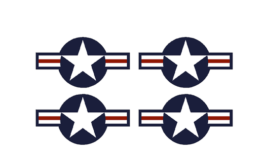 Set of 4 Remote Control (RC1) Red Blue White Stars and Bar 5 1/2" RC Airplane Sticker Decal