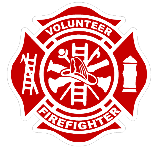 Volunteer Firefighter (T31) Maltese Cross 4" Vinyl Decal Sticker Car Window