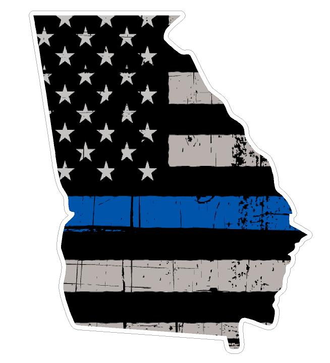 Georgia State (V11) Thin Blue Line Vinyl Decal Sticker Car/Truck Laptop/Netbook Window