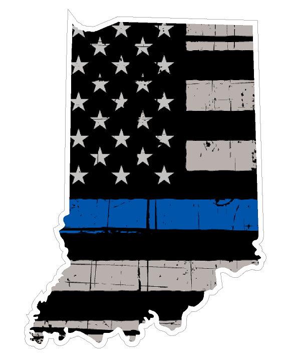 Indiana State (V15) Thin Blue Line Vinyl Decal Sticker Car/Truck Laptop/Netbook Window