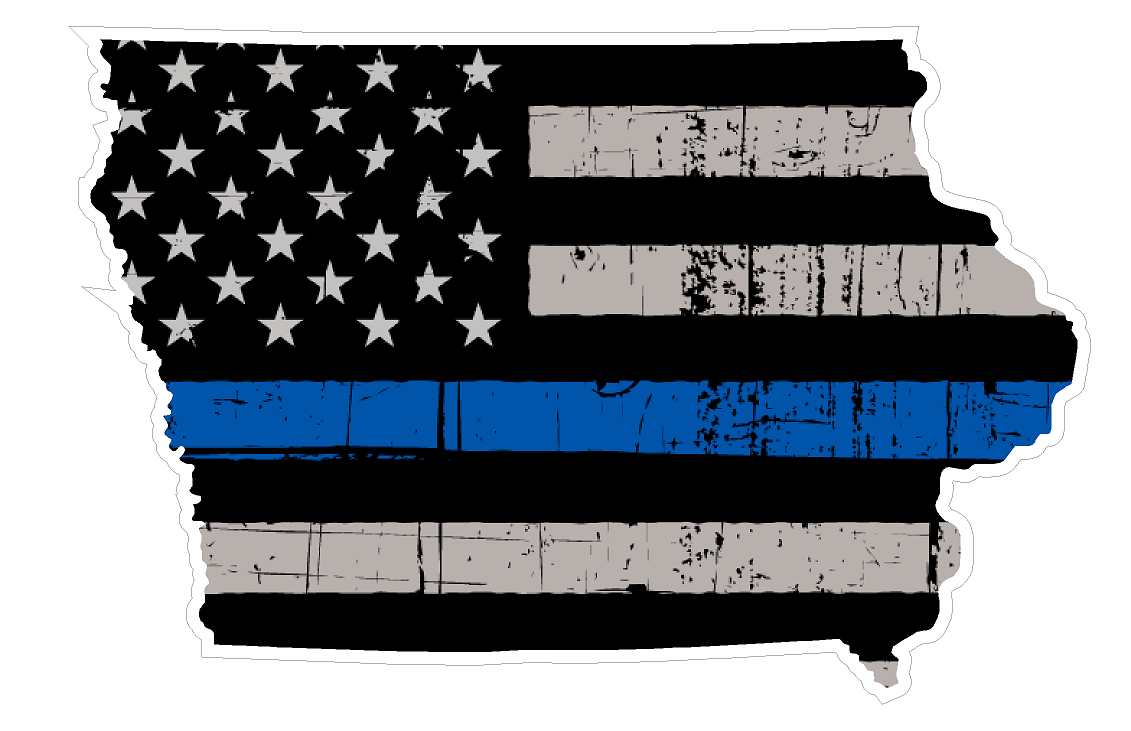 Iowa State (V16) Thin Blue Line Vinyl Decal Sticker Car/Truck Laptop/Netbook Window