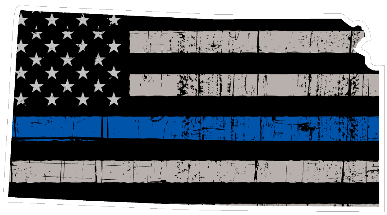 Kansas State (V17) Thin Blue Line Vinyl Decal Sticker Car/Truck Laptop/Netbook Window