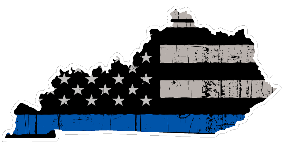 Kentucky State (V18) Thin Blue Line Vinyl Decal Sticker Car/Truck Laptop/Netbook Window