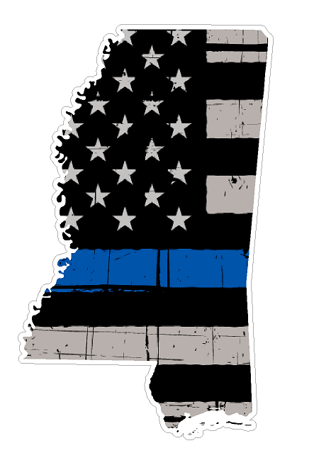 Mississippi State (V25) Thin Blue Line Vinyl Decal Sticker Car/Truck Laptop/Netbook Window