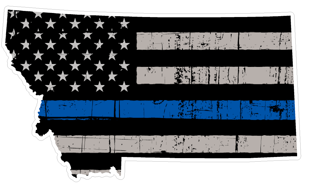 Montana State (V27) Thin Blue Line Vinyl Decal Sticker Car/Truck Laptop/Netbook Window