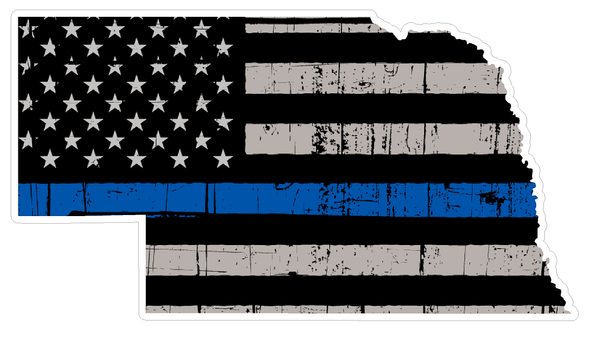 Nebraska State (V28) Thin Blue Line Vinyl Decal Sticker Car/Truck Laptop/Netbook Window