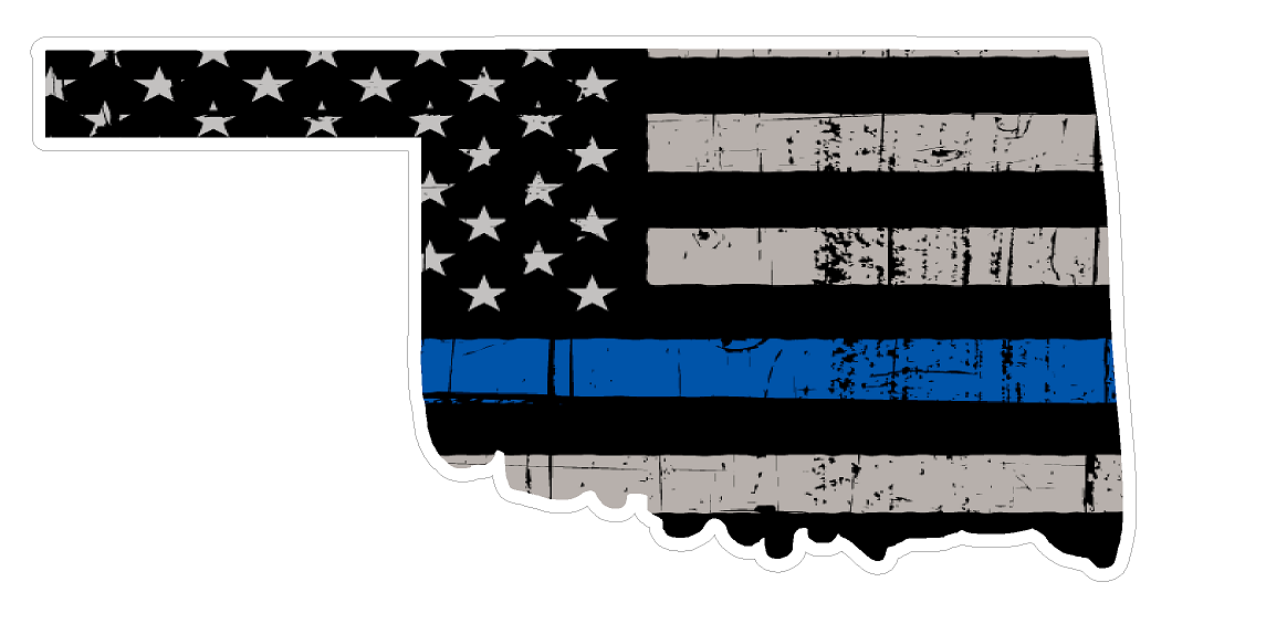 Oklahoma State (U37) Thin Blue Line Vinyl Yeti Tumbler Decal Sticker Laptop/Netbook