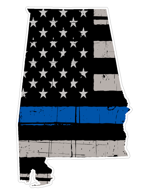 Alabama State (V3) Thin Blue Line Vinyl Decal Sticker Car/Truck Laptop/Netbook Window