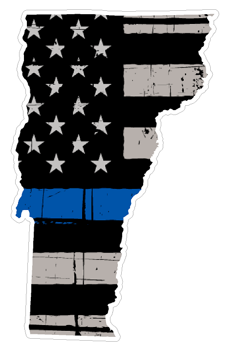 Vermont State (U45) Thin Blue Line Vinyl Yeti Tumbler Decal Sticker Laptop/Netbook
