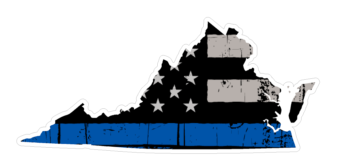 Virginia State (U46) Thin Blue Line Vinyl Yeti Tumbler Decal Sticker Laptop/Netbook