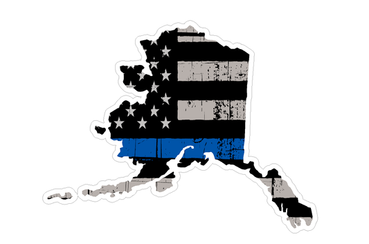 Alaska State (V4) Thin Blue Line Vinyl Decal Sticker Car/Truck Laptop/Netbook Window