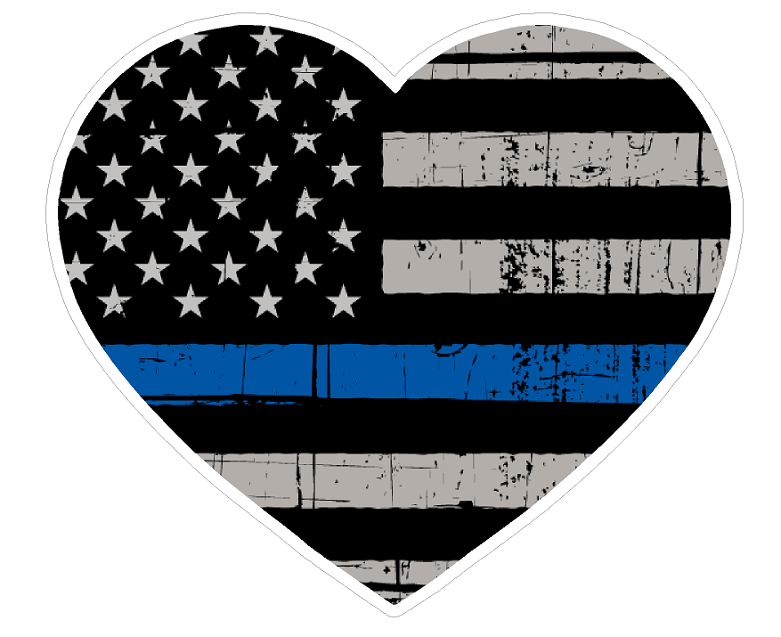Heart Shape (V53) Thin Blue Line Vinyl Decal Sticker Love Car Laptop/Netbook Window