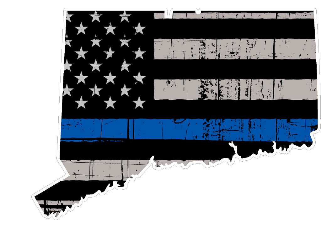 Connecticut State (U9) Thin Blue Line Vinyl Yeti Tumbler Decal Sticker Laptop/Netbook