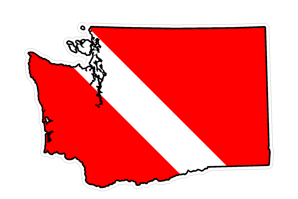 Washington State (B47) Diver Down Flag Yeti Tumbler Decal Sticker Laptop