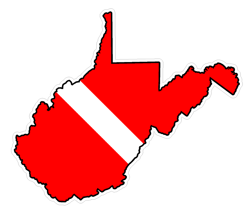 West Virginia State (Y48) Diver Down Flag Vinyl Decal Sticker Car Laptop/Netbook