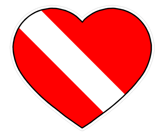 Heart Shape (Y53) Diver Down Flag Vinyl Decal Sticker Love Car Laptop/Netbook Window