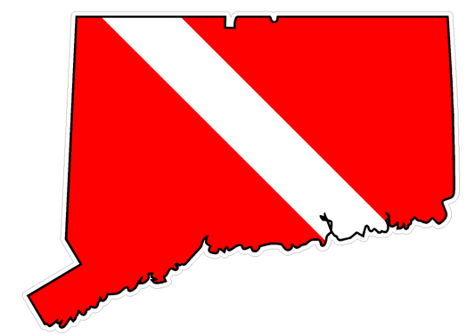 Connecticut State (Y9) Diver Down Flag Vinyl Decal Sticker Car Laptop/Netbook