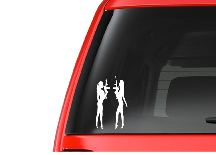Girls with Guns (G1) Vinyl Decal Sticker Car/Truck Laptop/Netbook Window