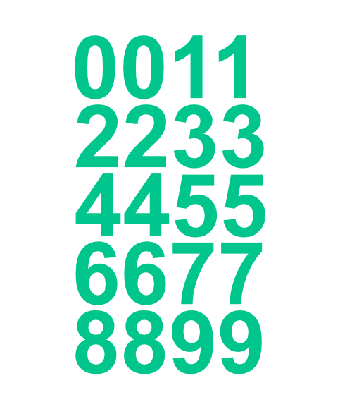 1 3/8" Inch Premium Mailbox Number Vinyl Decal Sticker Sheet (Teal)