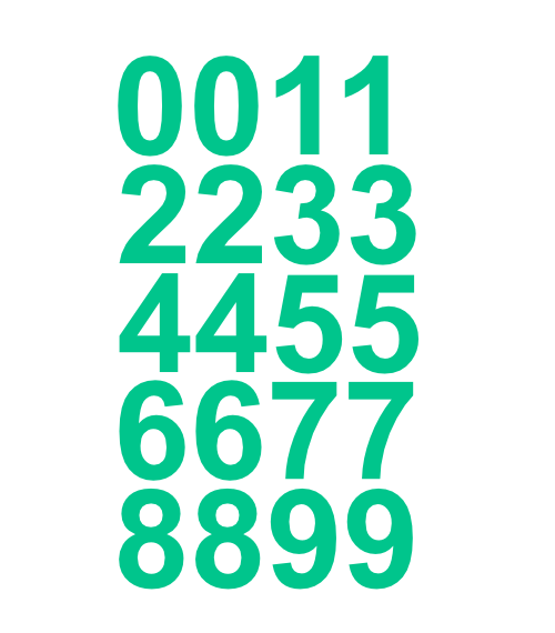 2" Inch Premium Mailbox Number Vinyl Decal Sticker Sheet (Teal)