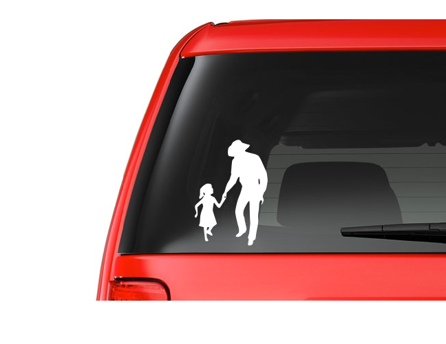 Cowboy and Kid (W12) Vinyl Decal Sticker Car/Truck Laptop/Netbook Window