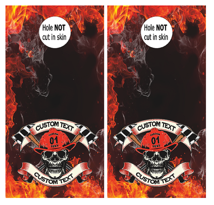 Custom Firefighter Skull (CH11) Set of 2 Cornhole Board Wraps Vinyl Decal Skins | Waterproof | Easy to Apply | Rapid Air Release by CustomDecal US