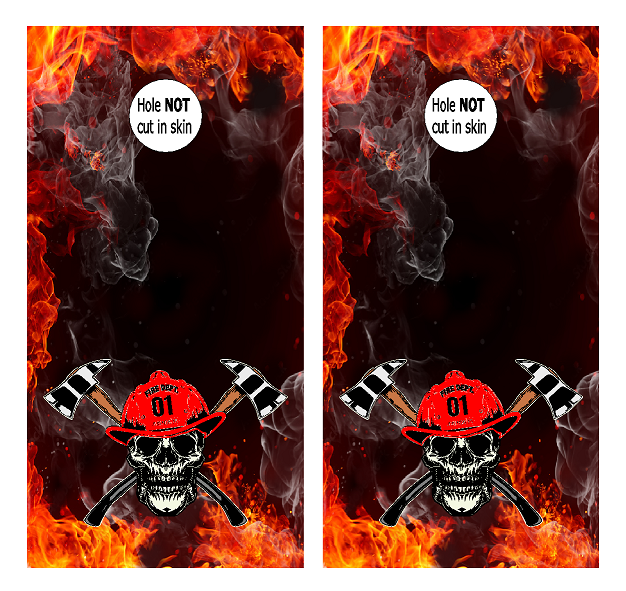 Firefighter Skull (CH8) Set of 2 Cornhole Board Wraps Vinyl Decal Skins | Waterproof | Easy to Apply | Rapid Air Release by CustomDecal US