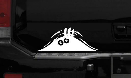 White Peeking Monster Eyes (F28) Vinyl Decal Sticker | Waterproof | Easy to Apply on Macbook, Laptop, iPad, Car, Truck, Boat, Trailer, Window, Tool Box | Cartoon Funny Scary Eyes Creature by CustomDecal US