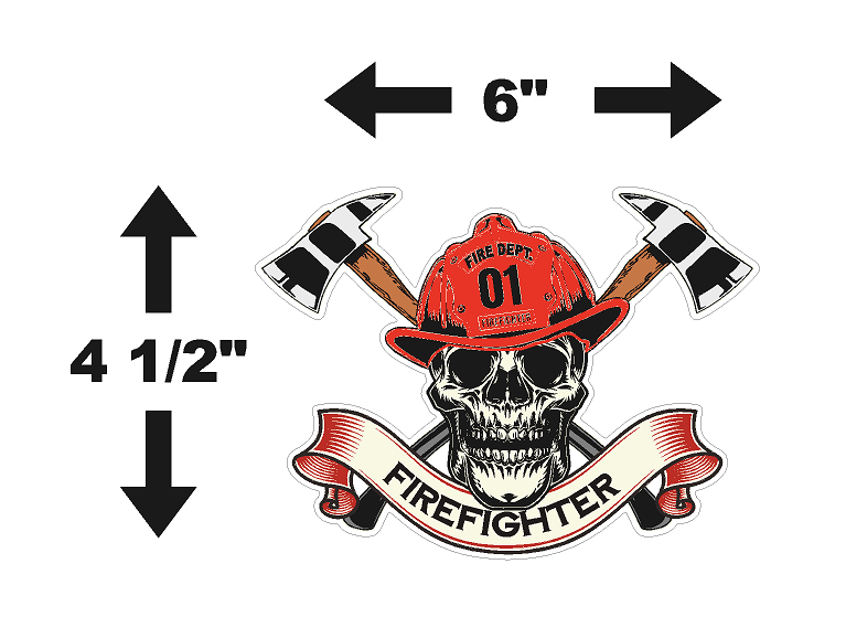 Firefighter Skull (S12) Fire Department Vinyl Decal Sticker | Waterproof | Easy to Apply | Rapid Air Release by CustomDecal US