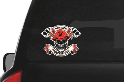 Retired Firefighter Skull (S14) Fire Department Vinyl Decal Sticker | Waterproof | Easy to Apply | Rapid Air Release by CustomDecal US