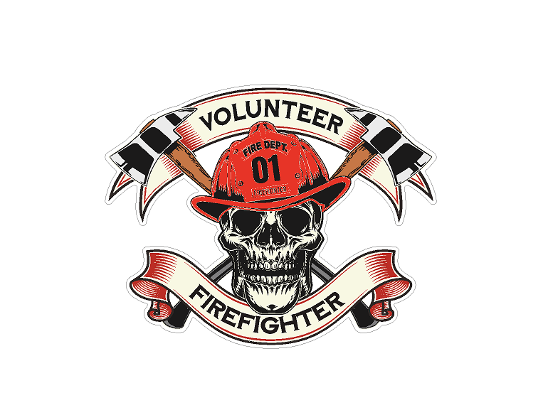 Volunteer Firefighter Skull (S15) Fire Department Vinyl Decal Sticker | Waterproof | Easy to Apply | Rapid Air Release by CustomDecal US