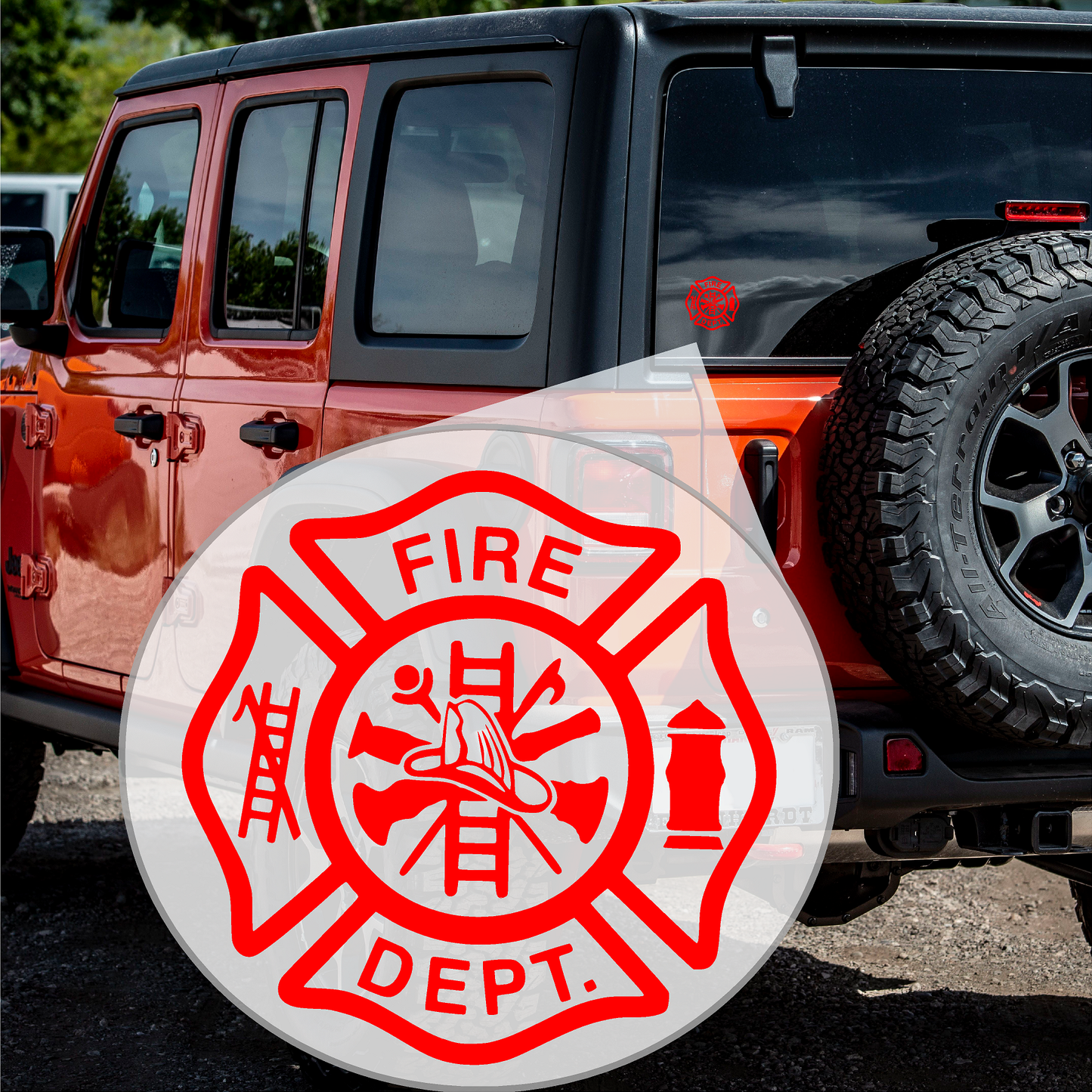 Red 4" Fire Deparment Logo (T18) Firefighter Vinyl Decal Sticker Car Window