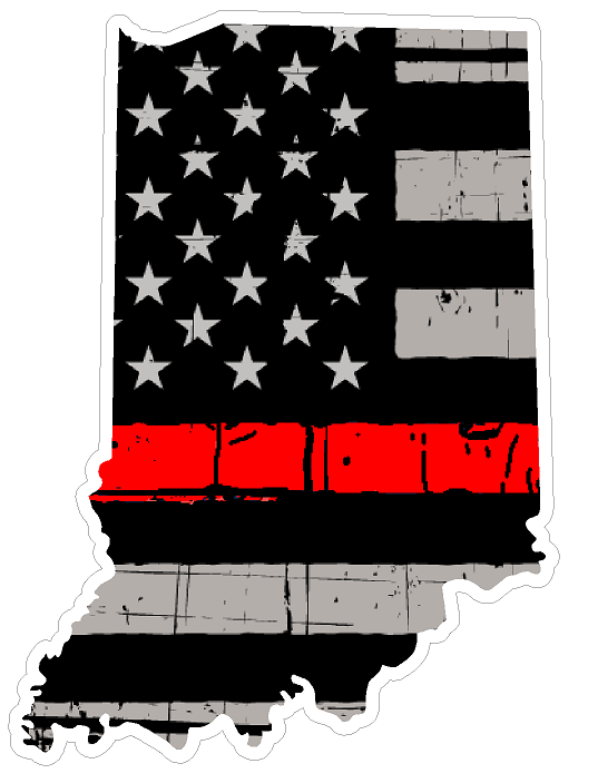 Indiana State (C15) Thin Red Line Vinyl Decal Sticker Car/Truck Laptop/Netbook Window