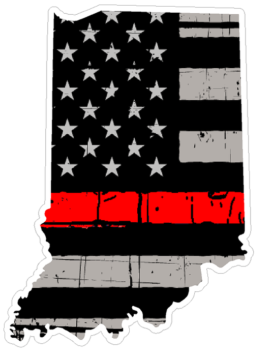 Indiana State (C15) Thin Red Line Vinyl Decal Sticker Car/Truck Laptop/Netbook Window