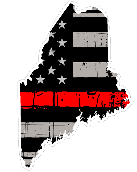 Maine State (C20) Thin Red Line Vinyl Decal Sticker Car/Truck Laptop/Netbook Window