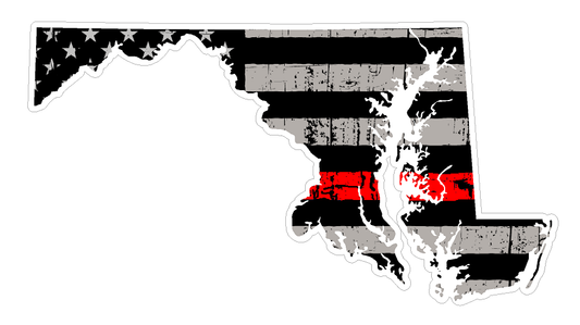 Maryland State (C21) Thin Red Line Vinyl Decal Sticker Car/Truck Laptop/Netbook Window