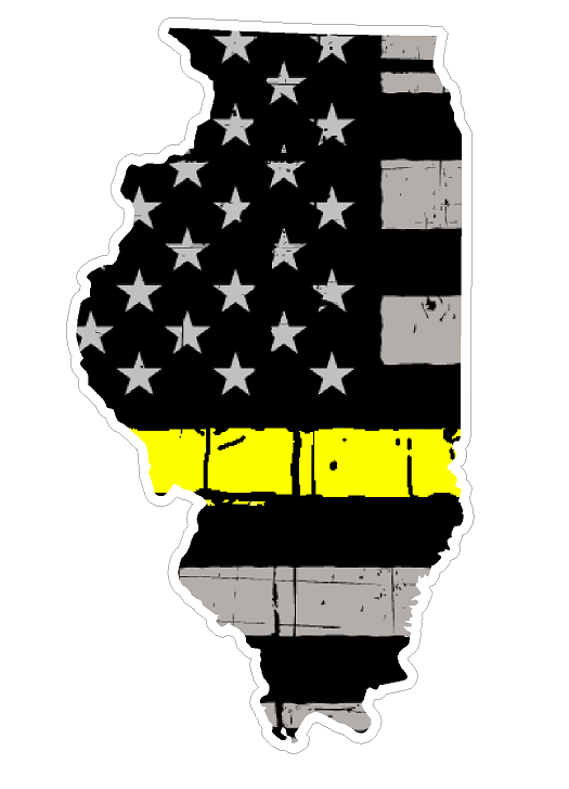 Illinois State (E14) Thin Yellow Line Dispatch Vinyl Decal Sticker Car/Truck Laptop/Netbook Window