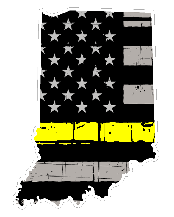 Indiana State (E15) Thin Yellow Line Dispatch Vinyl Decal Sticker Car/Truck Laptop/Netbook Window