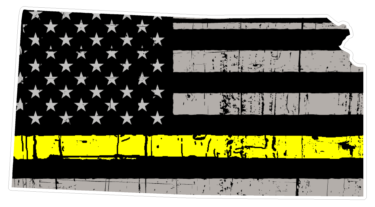 Kansas State (E17) Thin Yellow Line Dispatch Vinyl Decal Sticker Car/Truck Laptop/Netbook Window