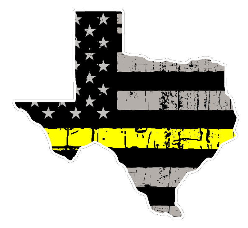 Texas State (E2) Thin Yellow Line Dispatch Vinyl Decal Sticker Car/Truck Laptop/Netbook Window